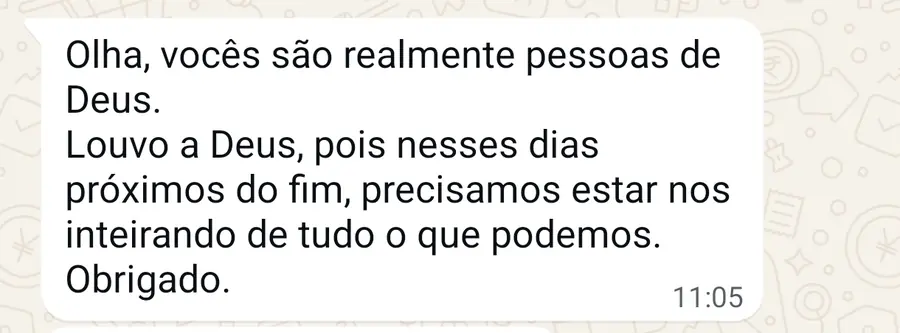 Depoimento de aluno enviado por mensagem