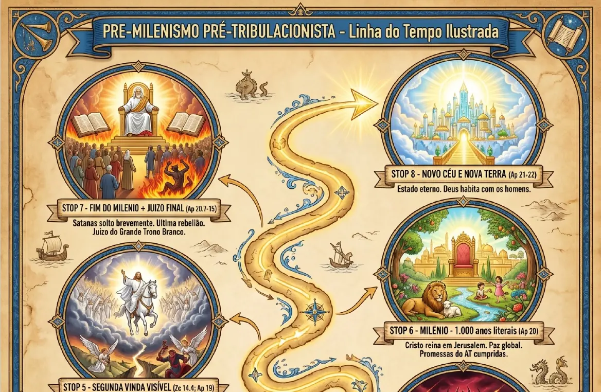 Mapa ilustrado da linha do tempo profética